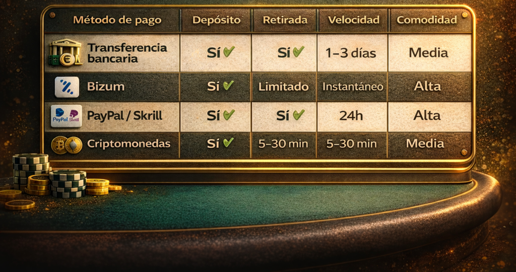 Casinos transferencia bancaria en España